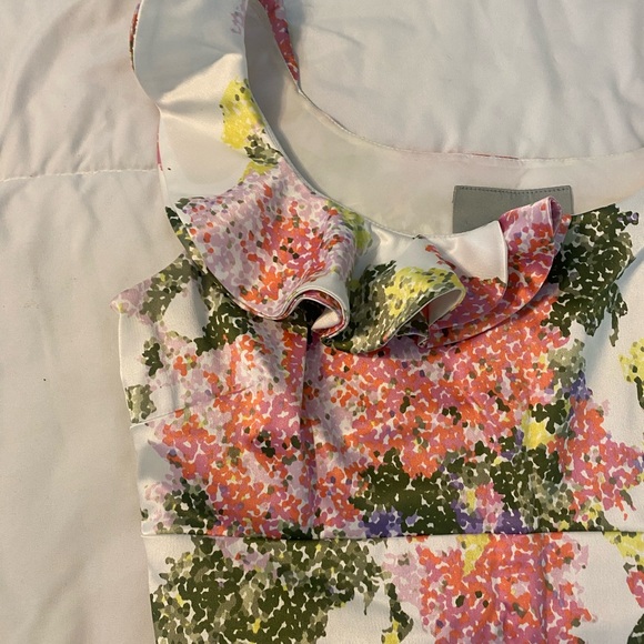 Maeve White Floral Midi Dress with Pink and Yellow Blooms - Picture 3 of 7